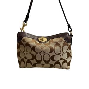 Coach Signature Sufflette Cloth Mini Bag Brown,Y2K Vintage, Rare Wristlet Clutch